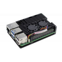 Алюминиевый корпус для Raspberry Pi 5 с двумя кулерами чёрный