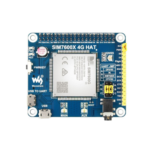 Модуль связи SIM7600G-H LTE Cat-4 Raspberry Pi LTE Module HAT (17372)