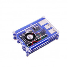 Многослойный голубой корпус для Raspberry Pi 4 с поддержкой кулера