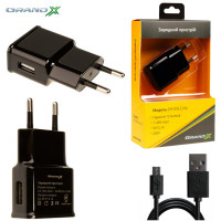 Блок питания Grand-X CH-03UMB USB 5V 2,1A Black + кабель Micro USB 1.0M