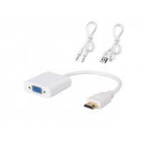 Конвертер HDMI to VGA с аудио 3.5 mm и питанием белый