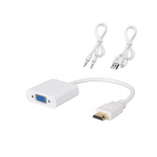 Конвертер HDMI to VGA с аудио 3.5 mm и питанием белый