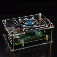 Прозрачный акриловый корпус с кулером в комплекте для Raspberry Pi