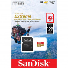 Карта памяти SANDISK 32GB microSD с адаптером Class 10 V30 A1 UHS-I U3 EXTREME (SDSQXAF-032G-GN6AA)