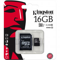 Карта памяти с адаптером Kingston 16GB microSDHC Class 10 UHS-I (SDC10G2/16GB)