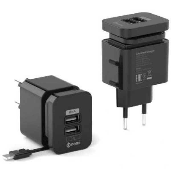Блок питания Nomi HC05213 2*USB 2.1A Black
