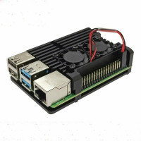 Корпус из алюминия с двойным кулером для Raspberry Pi 4 чёрный