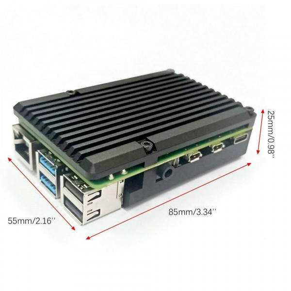 Корпус из алюминия с двойным кулером для Raspberry Pi 4 чёрный