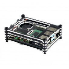 Многослойный чёрный корпус для Raspberry Pi 4 с кулером