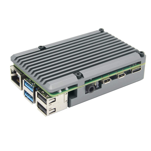 Корпус из алюминия с двойным кулером для Raspberry Pi 4 серый