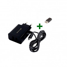 Блок питания Grand-X CH-65B 5V 3.1 A + переходник USB Type-C