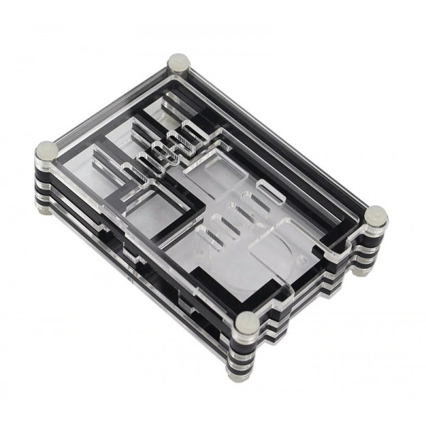 Двухцветный корпус (чёрный + прозрачный) для Raspberry Pi 3 B (поддерживает кулер)