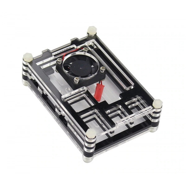 Двухцветный корпус (чёрный + прозрачный) для Raspberry Pi 3 B (поддерживает кулер)