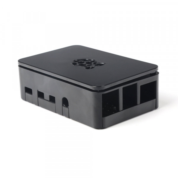 Чёрный пластиковый корпус с логотипом Raspberry Pi 4B