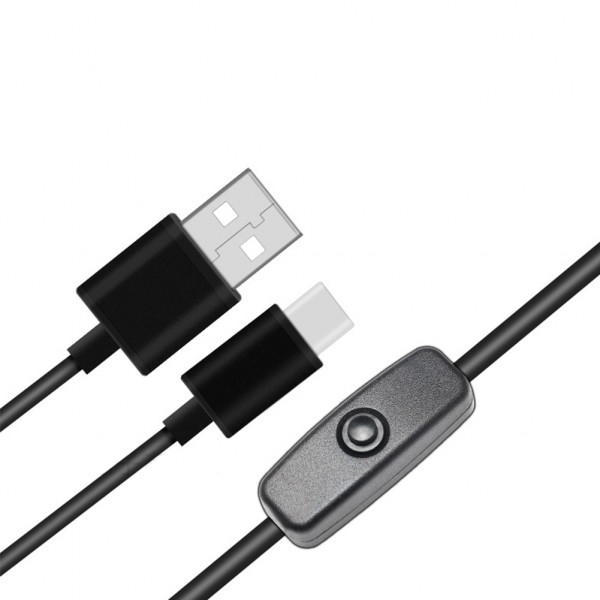 Кабель USB - USB-typeC с выключателем 1,0 М чёрный