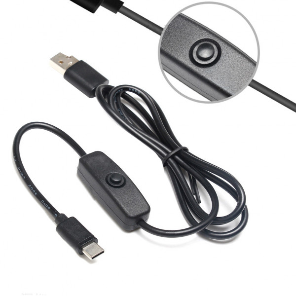 Кабель USB - USB-typeC с выключателем 1,0 М чёрный