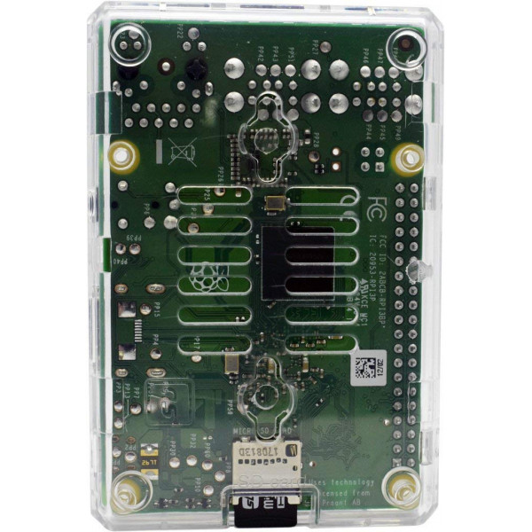 Белый пластиковый корпус с логотипом Raspberry Pi