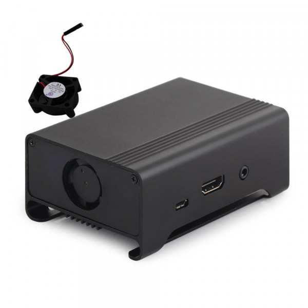 Алюминиевый чёрный корпус с полосками для Raspberry Pi