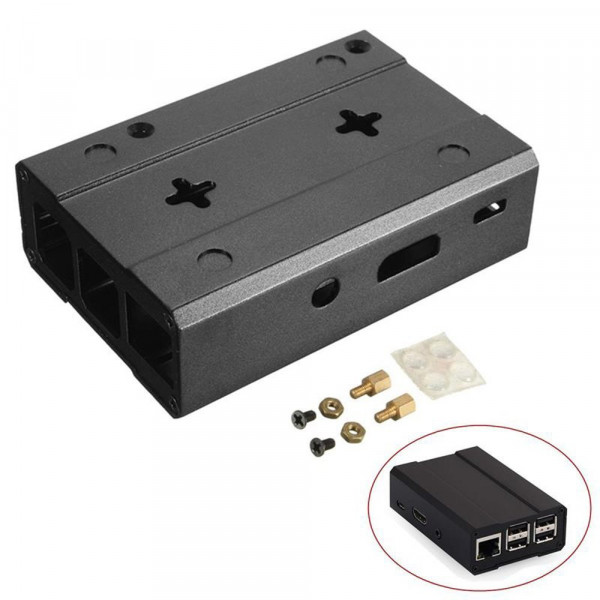 Чёрный алюминиевый корпус для Raspberry Pi