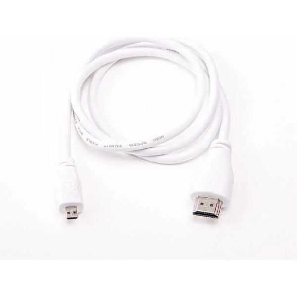 Micro HDMI-HDMI кабель для Raspberry Pi 4 Model B, белый (2 метра)