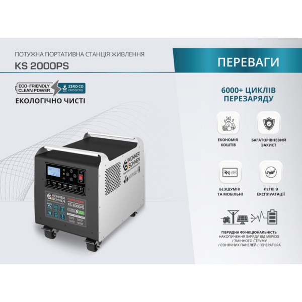 Зарядная станция Konner&Sohnen KS2000PS, 2000W, 1792Wh (KS2000PS)