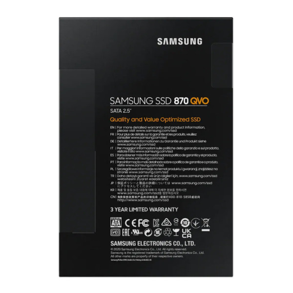 Накопичувач SSD 2.5" 2TB 870 QVO Samsung (MZ-77Q2T0BW)
