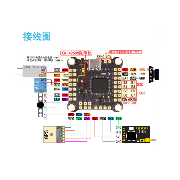 Полетный стек HAKRC F405 + 60A V2 (розпаяний) (FCESC60)