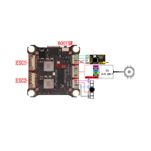 Полетный стек HAKRC F405 + 50A V2 (розпаяний) упаковка 100шт. (FCESC50BOX)