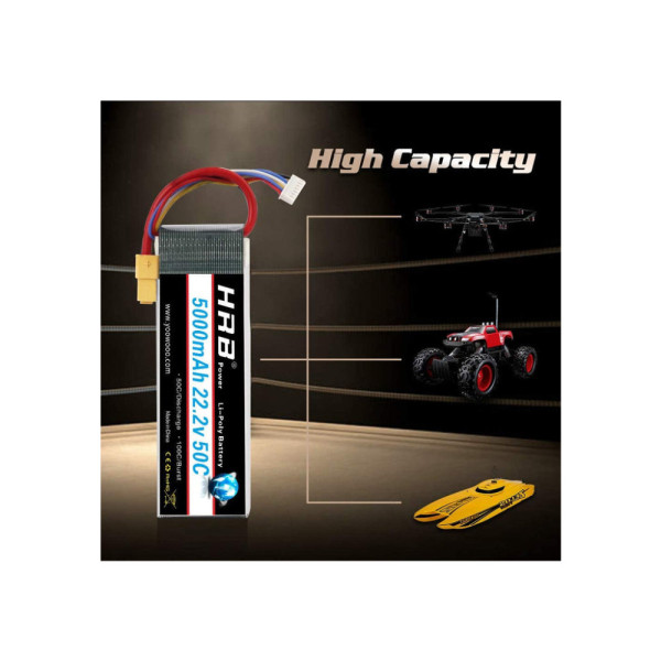 Аккумулятор для дрона HRB_ Lipo 6s 22.2V 5000mAh 50C XT60 (HR-5000MAH-6S-50C-XT60)