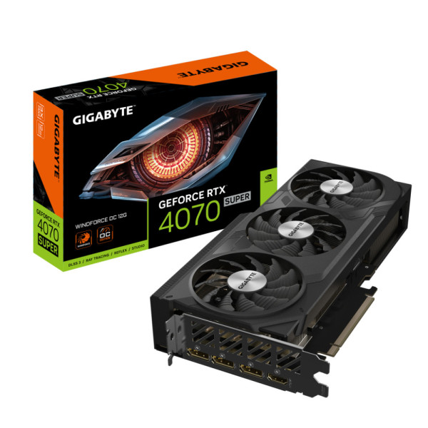 Видеокарта GIGABYTE GeForce RTX4070 SUPER 12Gb WINDFORCE OC (GV-N407SWF3OC-12GD)