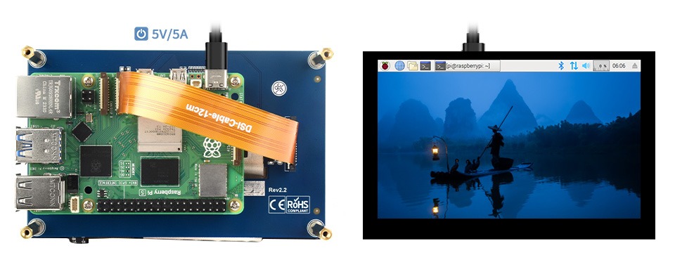 5-дюймовый ёмкостный сенсорный дисплей для <Raspberry Pi, интерфейс DSI, 800×480 - фото 2